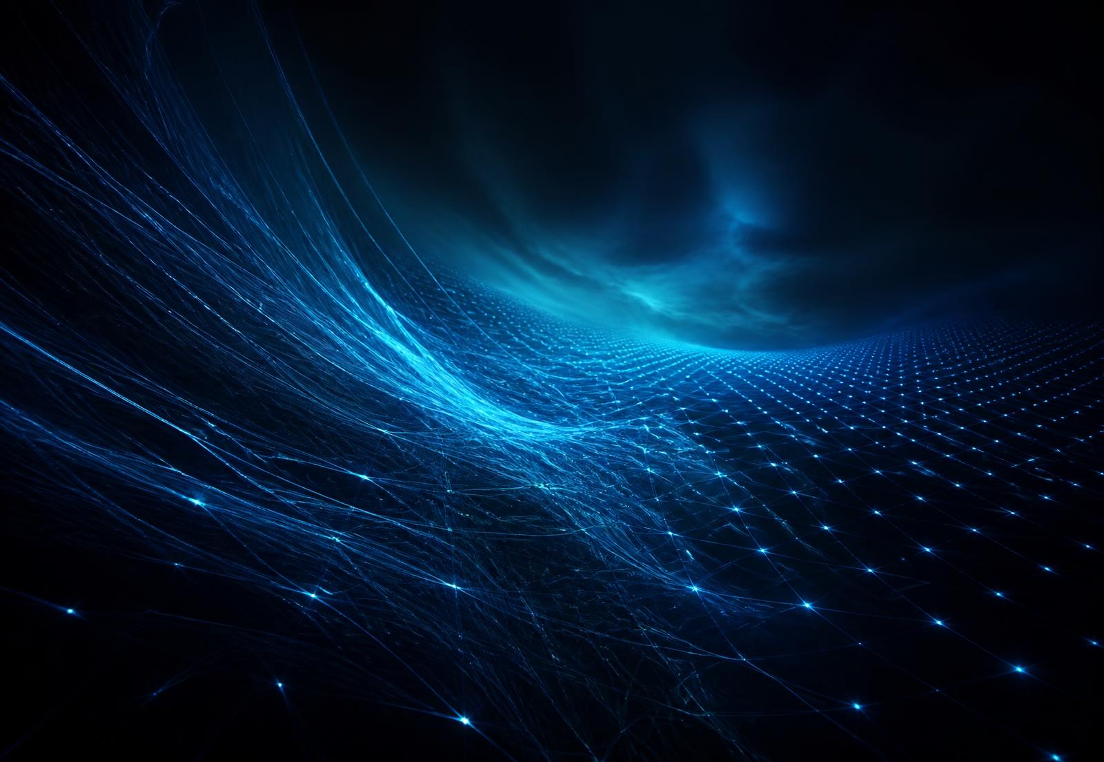 Abstract luminous network lattice representing automated business systems